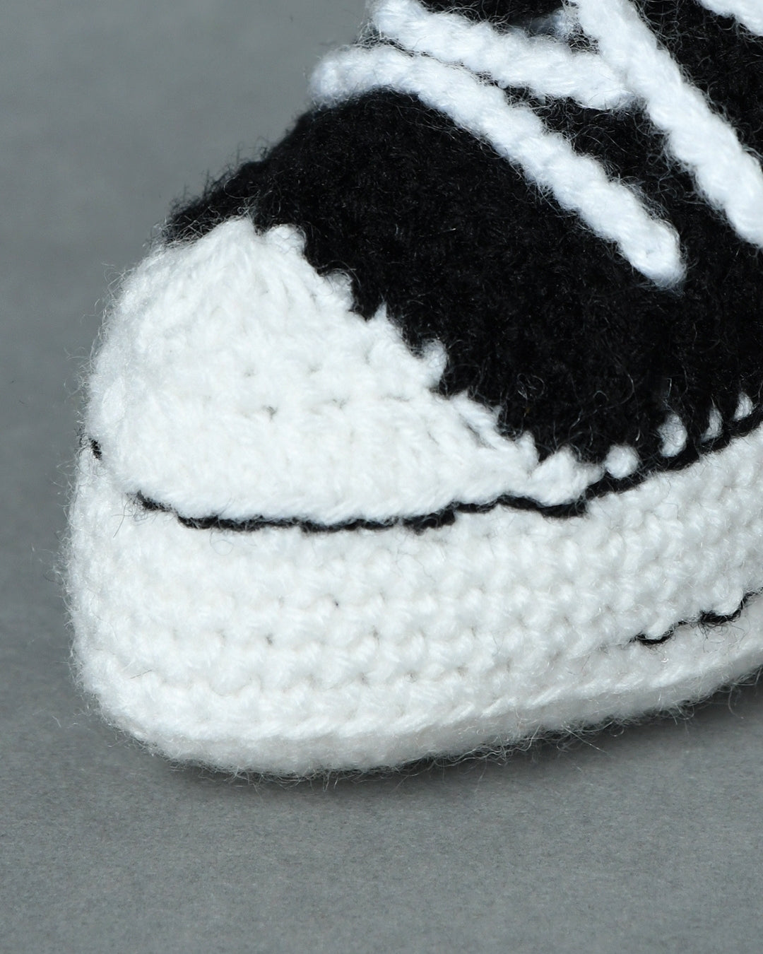 Black & White Handmade Woollen Sneakers for Kids