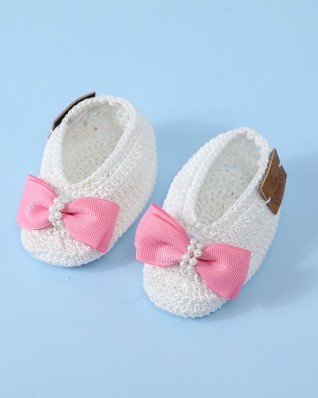 White Pink Handmade Crochet Baby Infant Girl Booties – FunKrafts