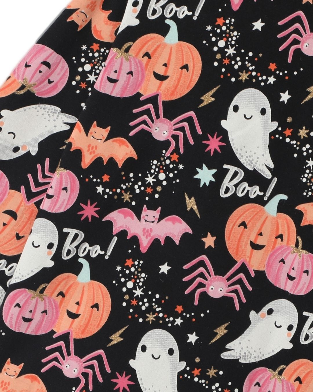 Black Premium Cotton Full Sleeves Halloween Printed T-Shirt & Pyjama Set for Boys & Girls