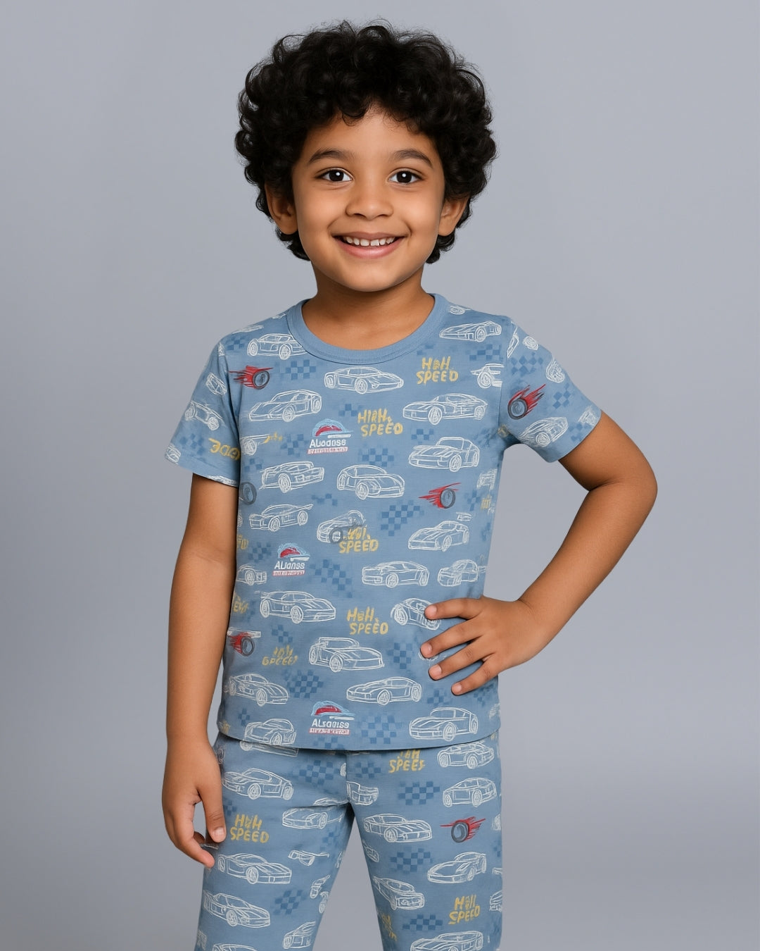 Blue Racing Car Printed Cotton Co-ord Set for Boys – FunKrafts Shop