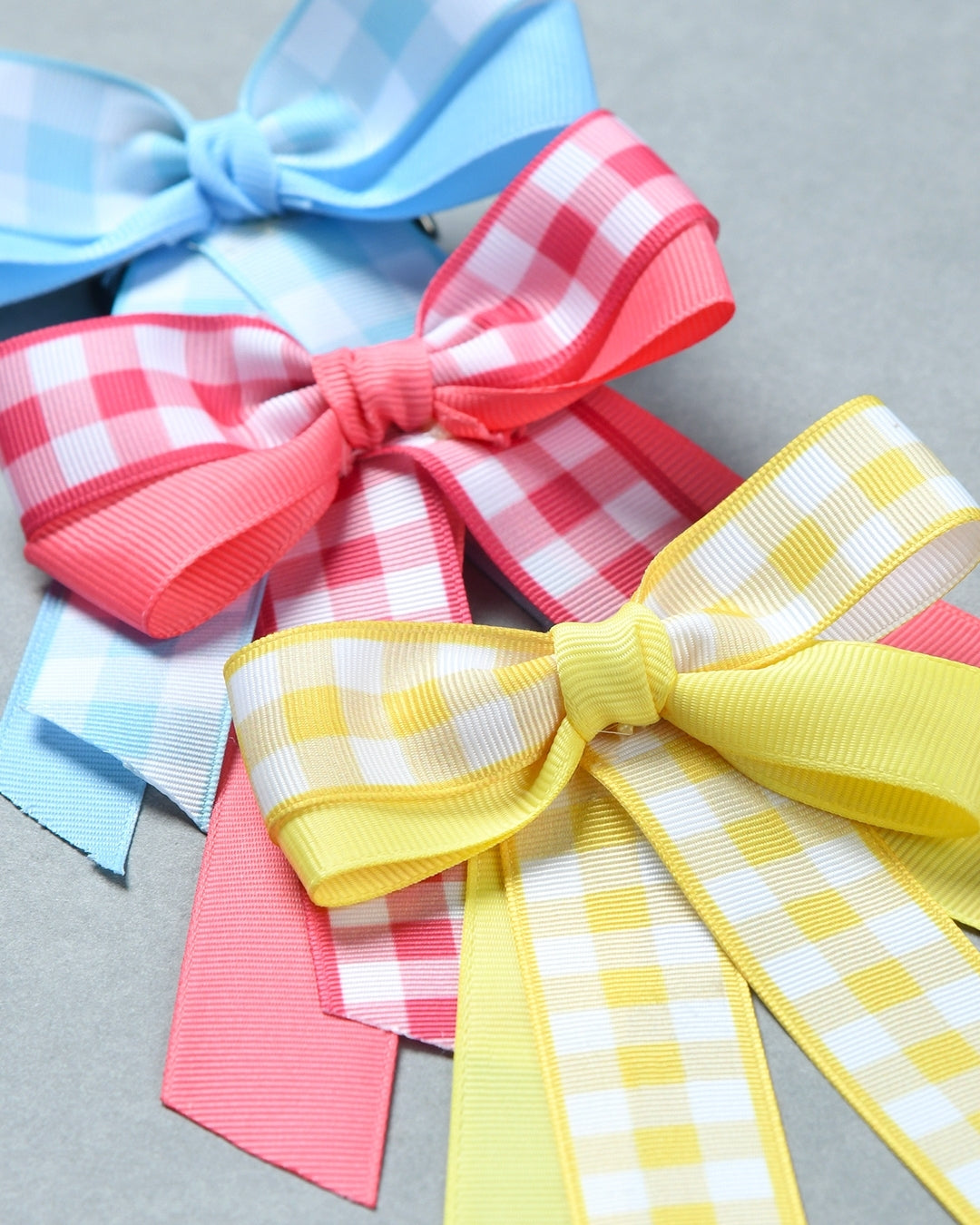 Pack Of 3 Ribbon Checks Bow Hairclips - Multicolor