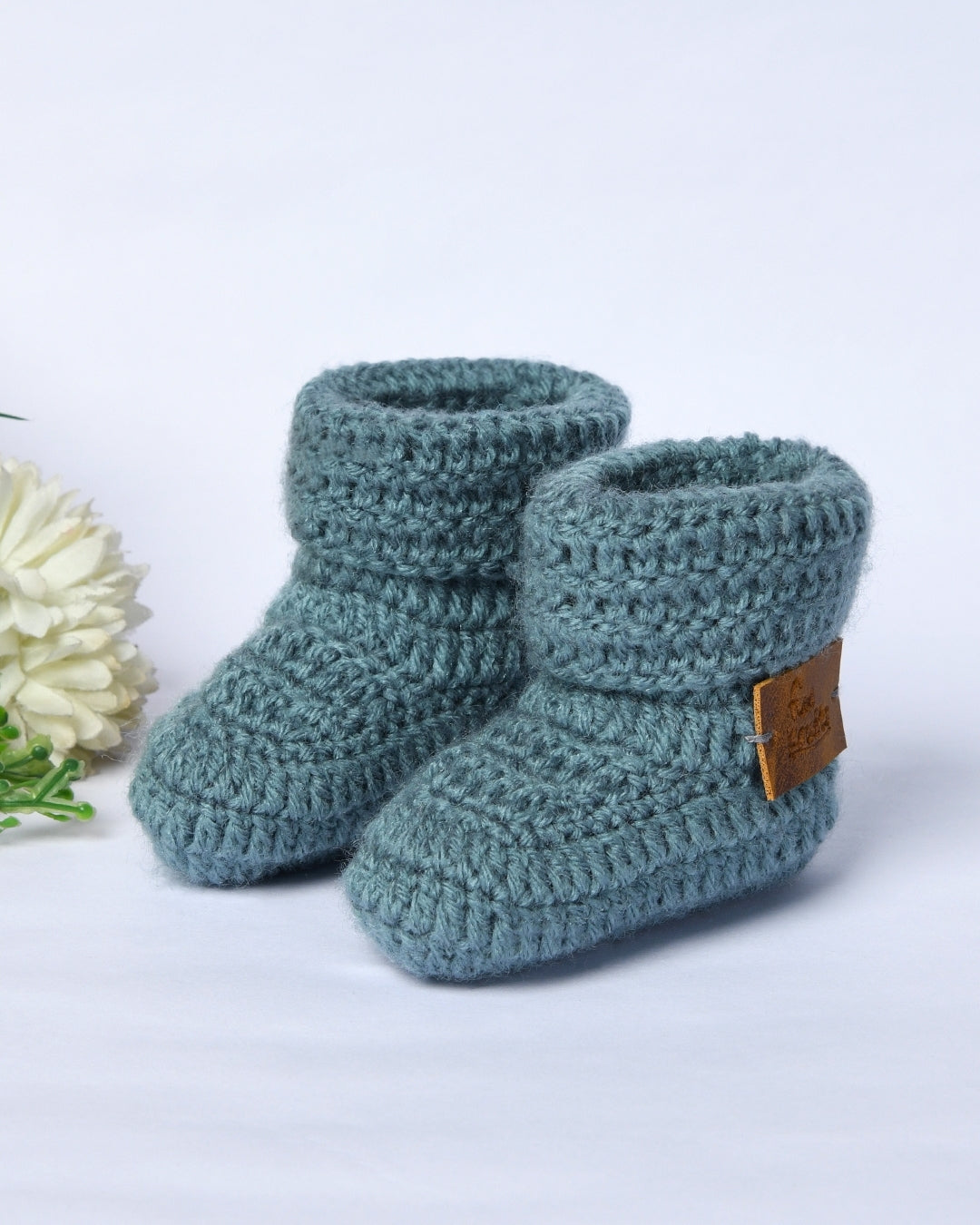 Grey Handmade Woollen Booties for Kids