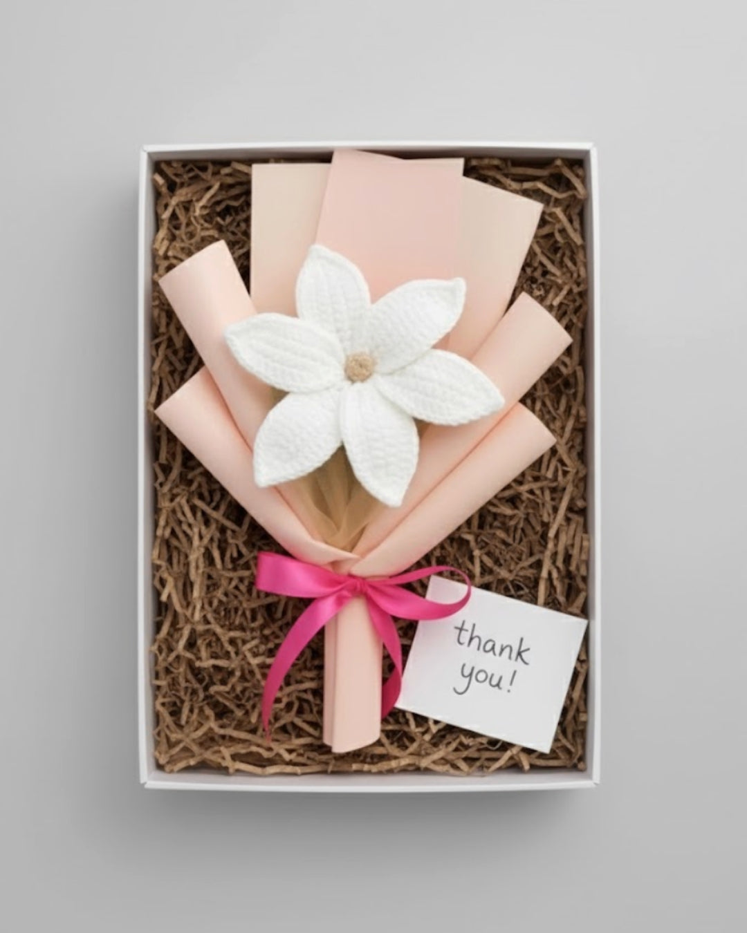 Handmade Crochet White Lily Bouquet