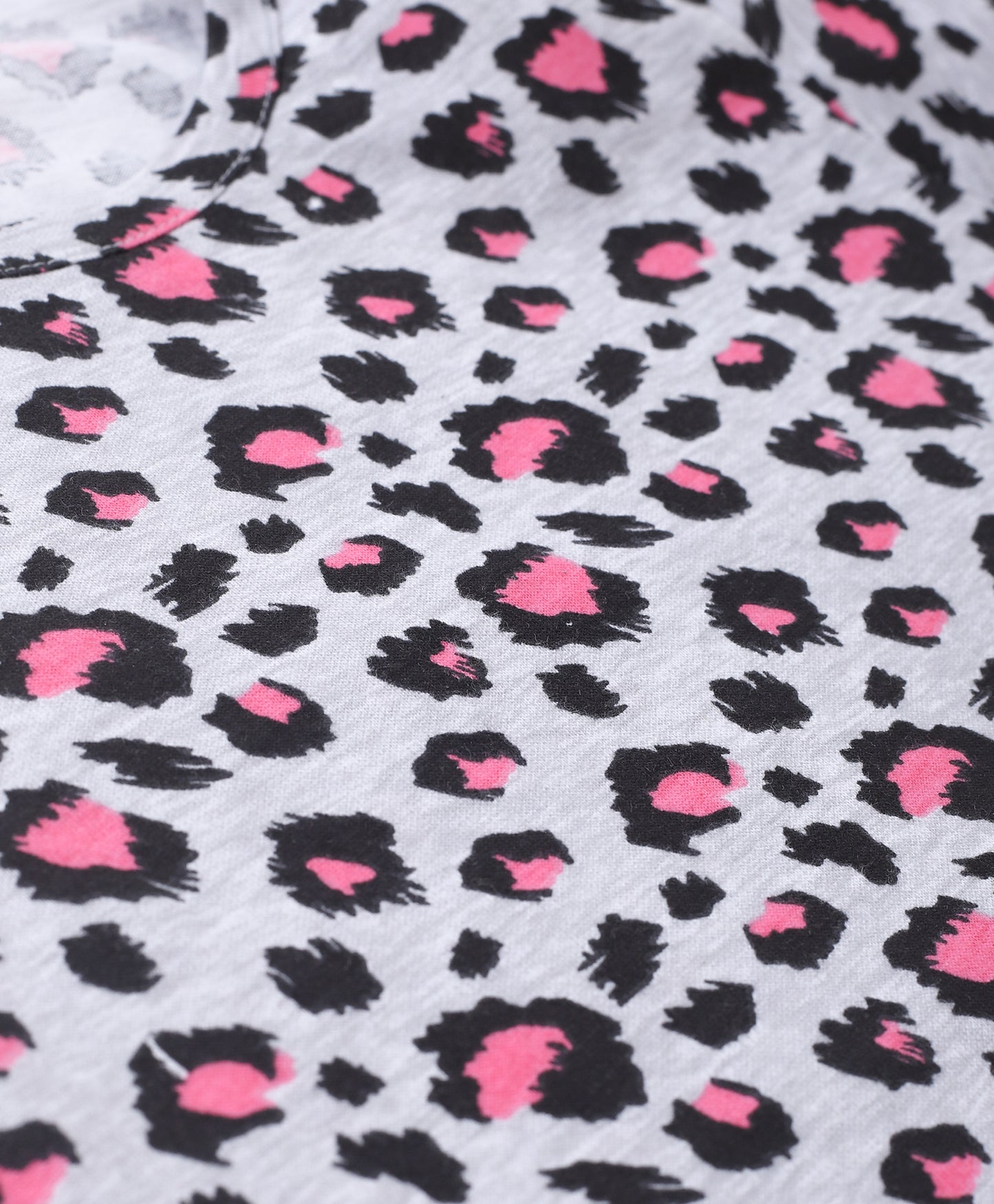 Grey Cheetah Printed Cotton Co-ord Set for Girls