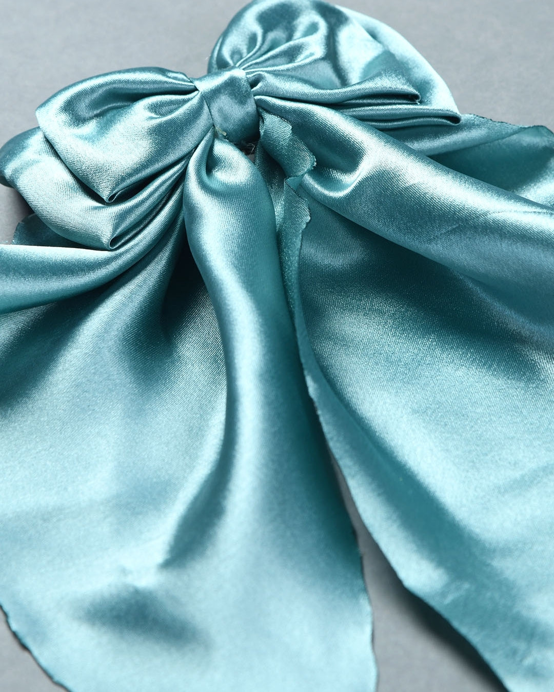 Satin Bow Hairclip - Sea Green