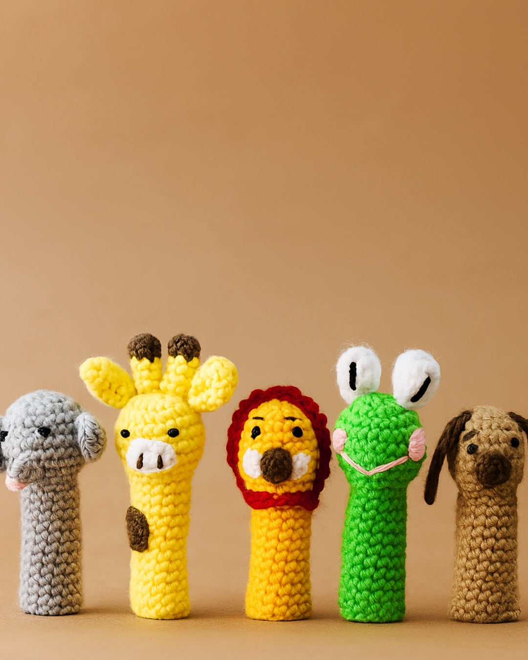 Handmade Crochet Finger Puppets Set Fun Learning for Kids