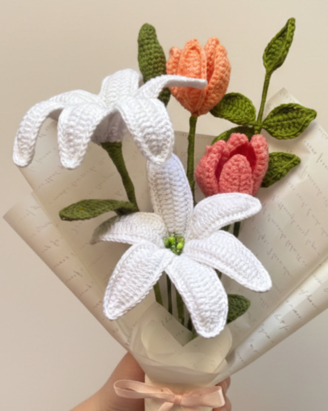 Handmade Crochet Lily & Tulip Bouquet