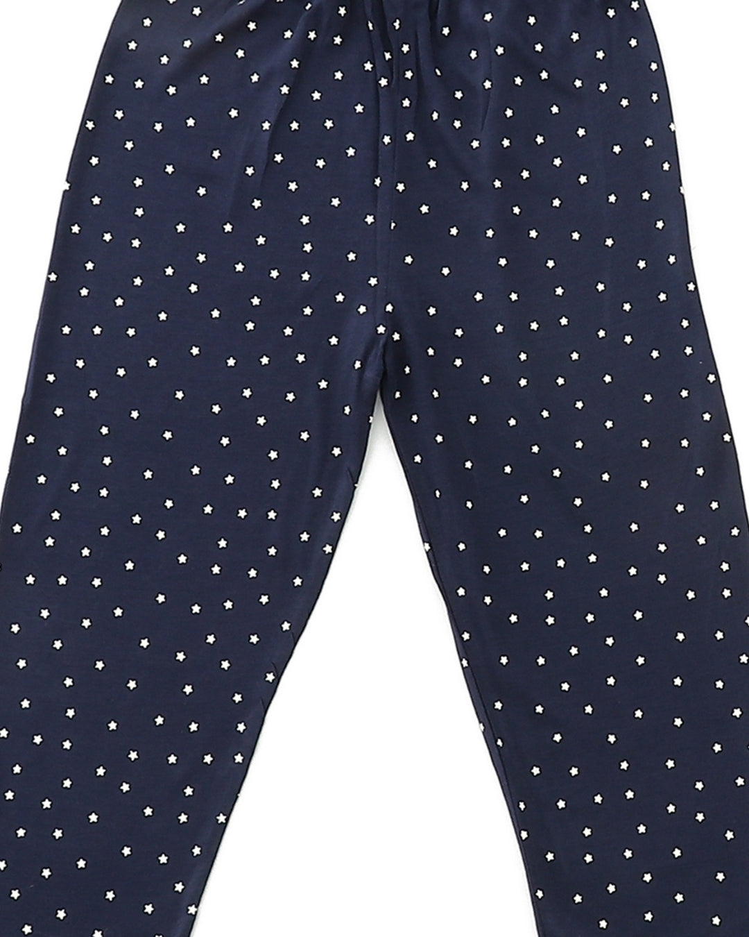 Blue Cotton Knit Full Length Printed Pajama