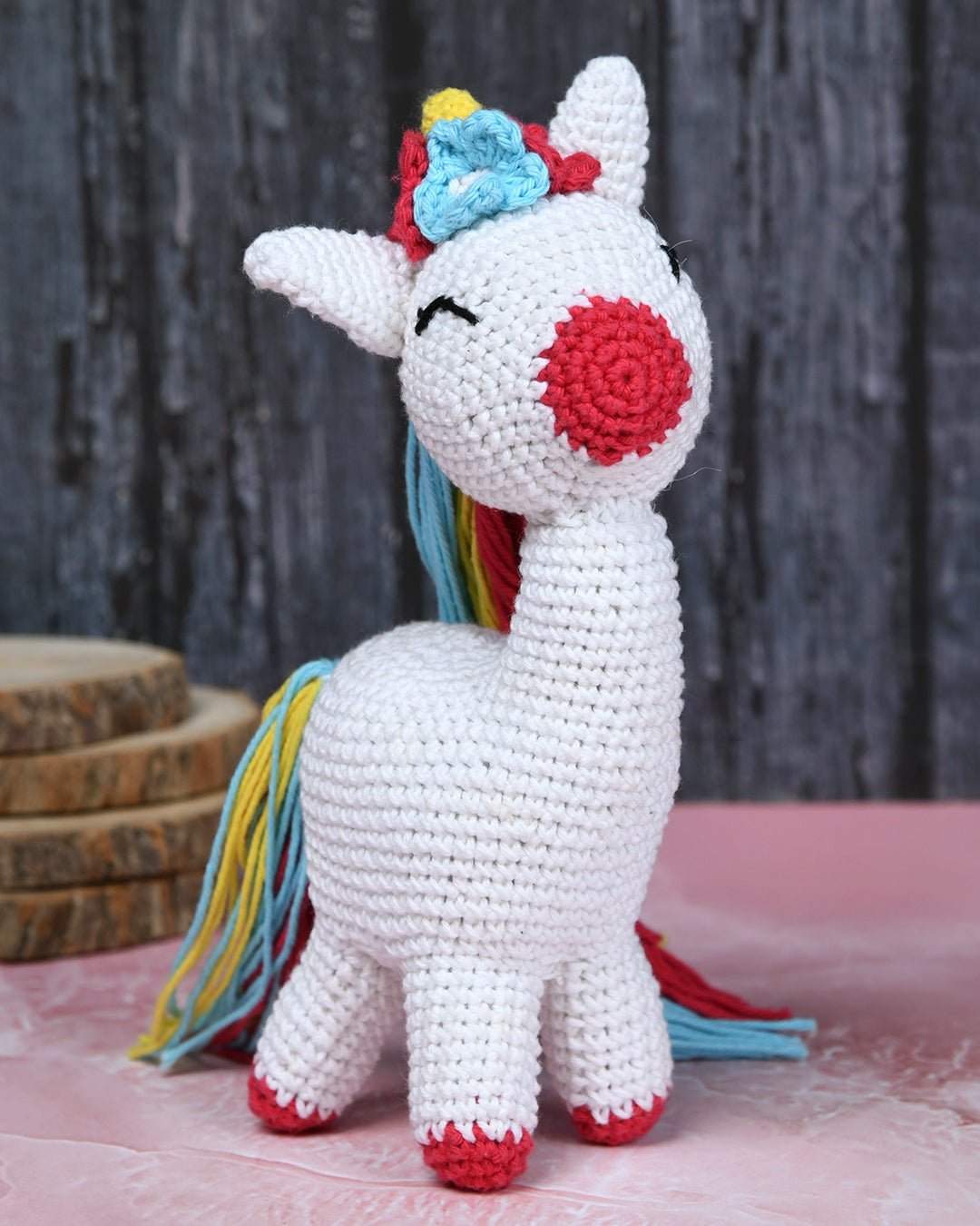 Handmade Crochet Barbie’s Unicorn Toy and Dinobuddy Rattle Set for Kids Soft and Safe