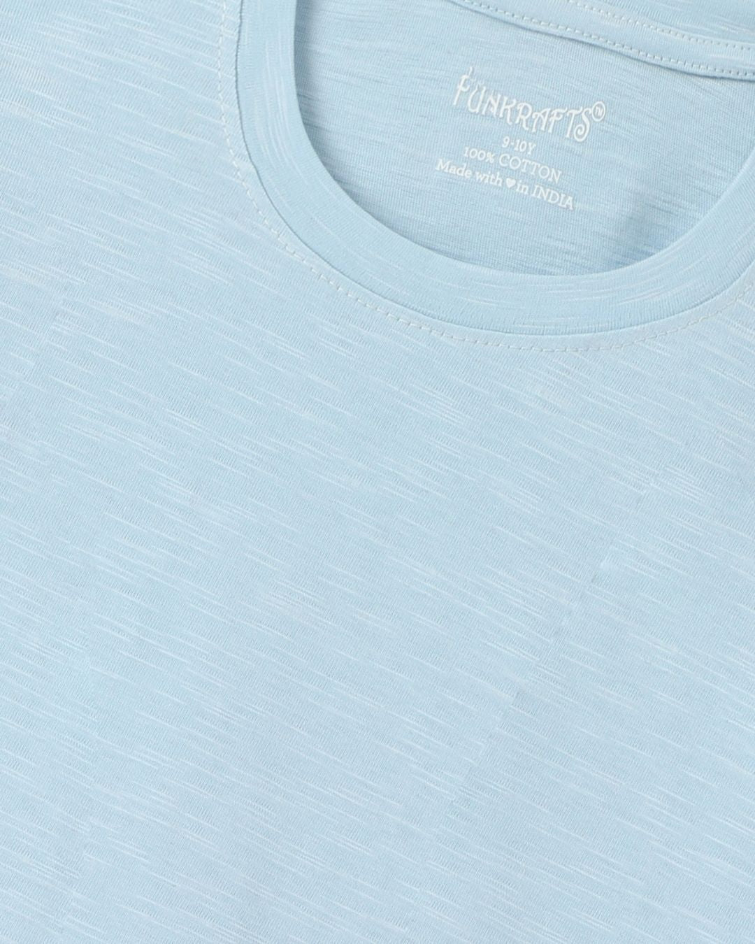 Blue Premium Cotton Half Sleeves Solid Co-ord Set for Girls