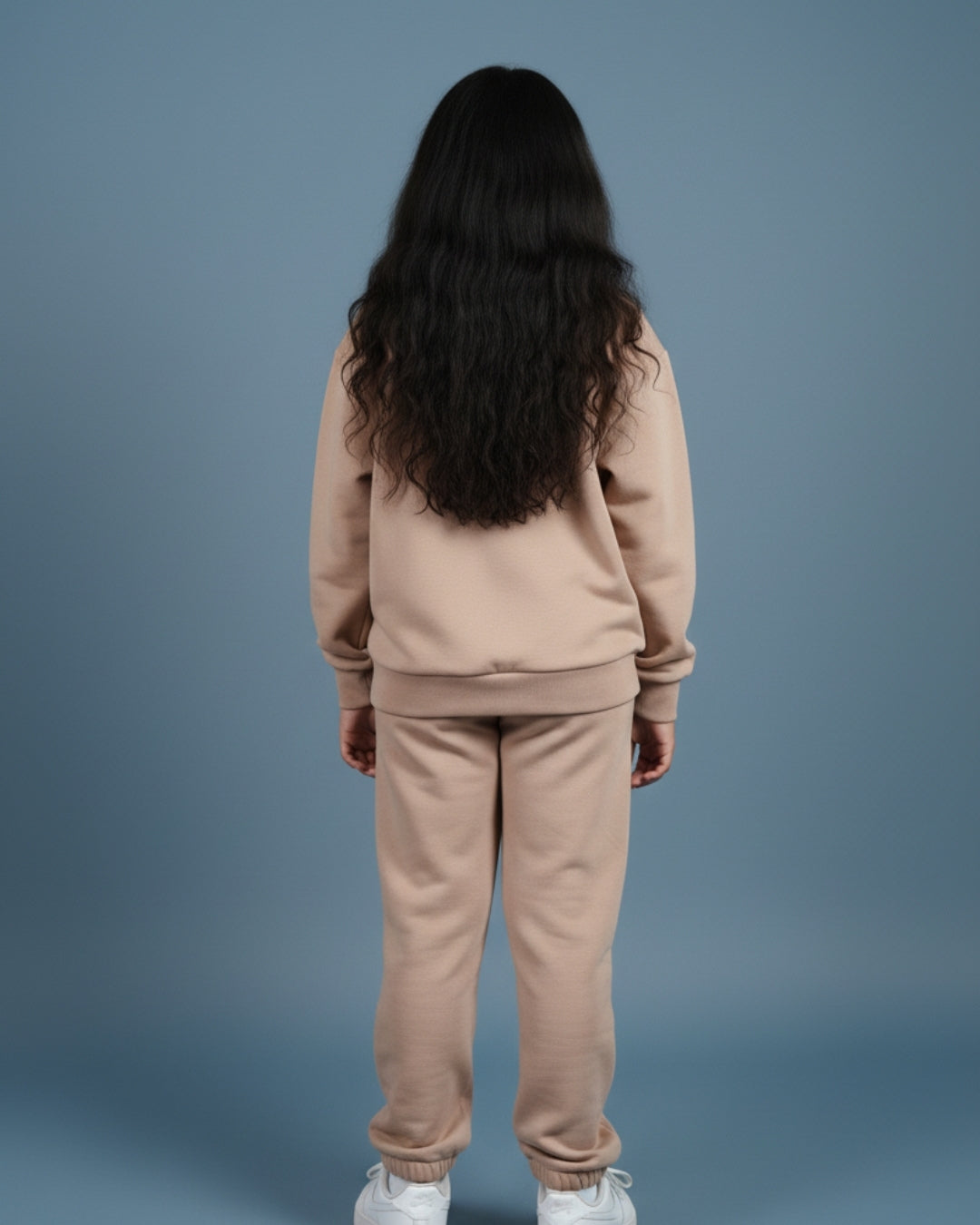 Brown Premium Cotton Full Sleeves Solid lapel Collar Jogger Set for Girls