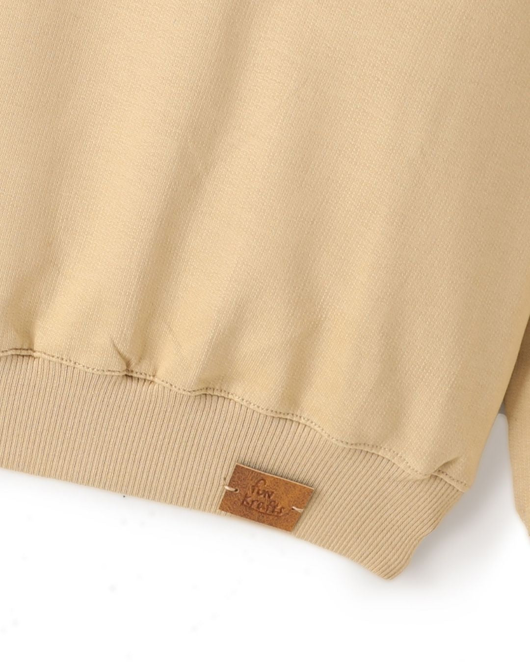 Beige Premium Cotton Full Sleeves Solid Co-ord Set for Girls