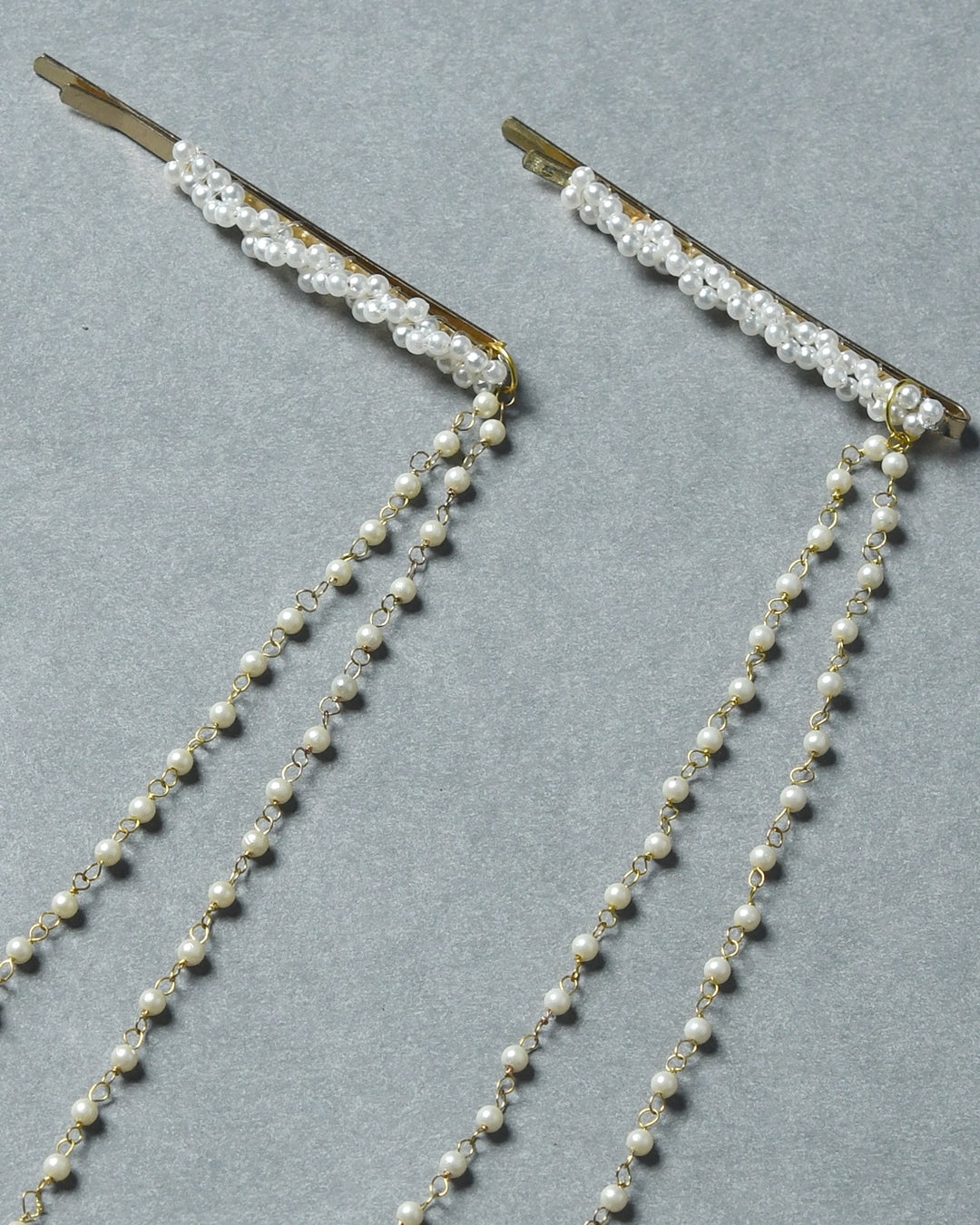 Pack Of 2 Pearl Embellished Hairclip - Gold