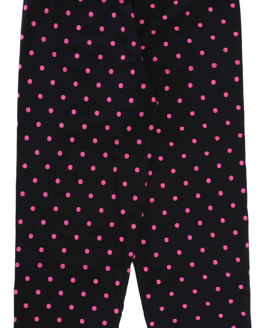 Black Cotton Knit Full Length Polka Dots Printed Pajama