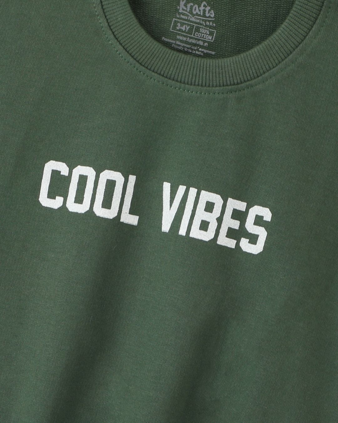 Green Premium Cotton Full Sleeves Typographic Printed Co-ord Set for Boys & Girls