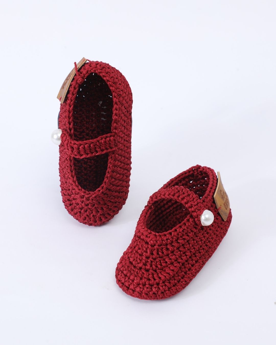 Maroon Handmade Crochet Baby Infant Booties – FunKrafts Shop