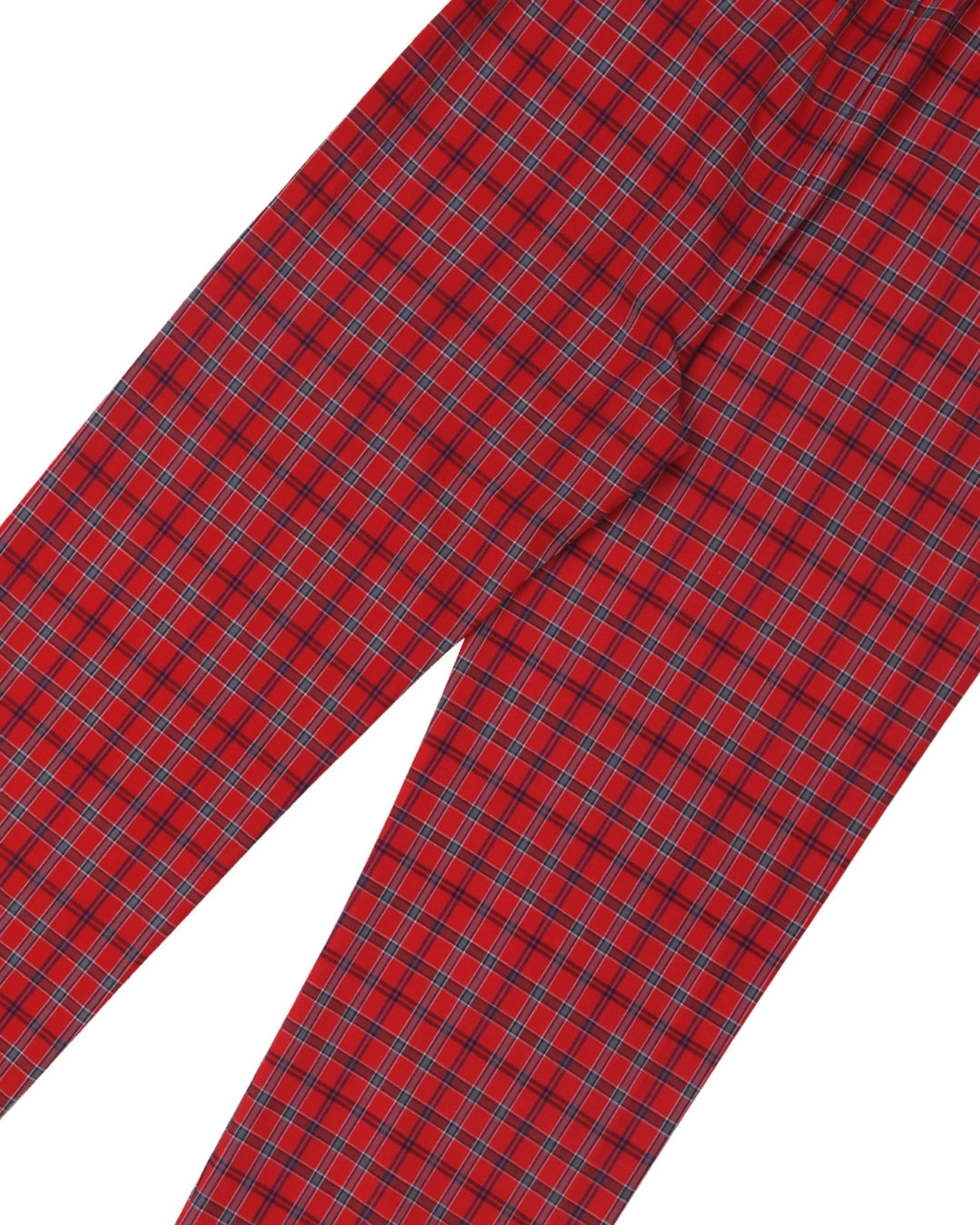 Red Cotton Woven Full Length Checks Printed Pajama