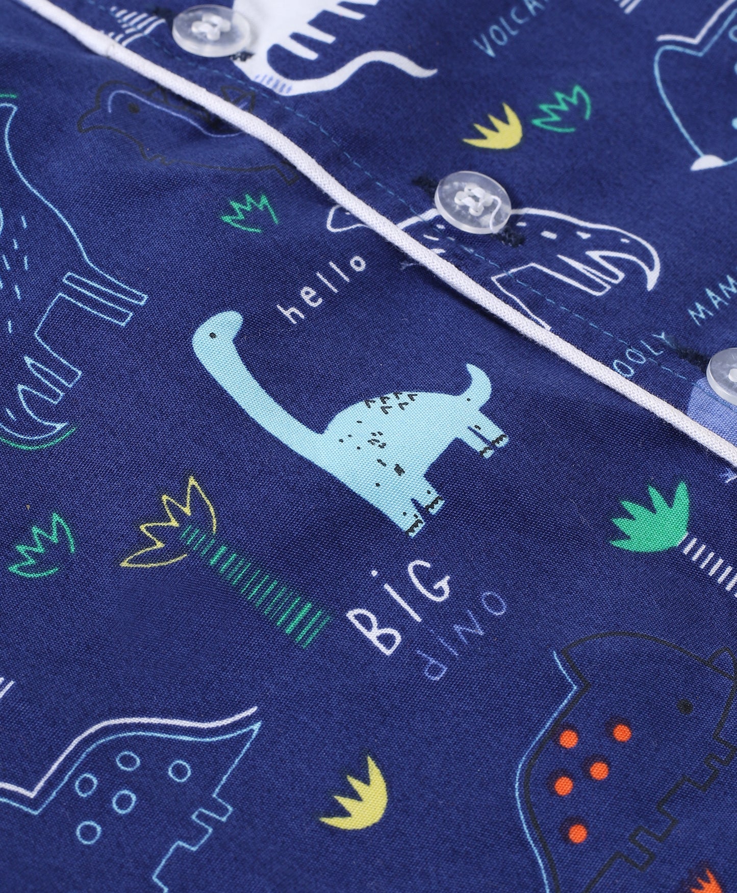 Blue Dinosaur Printed Pure Cotton Night Suit for Kids