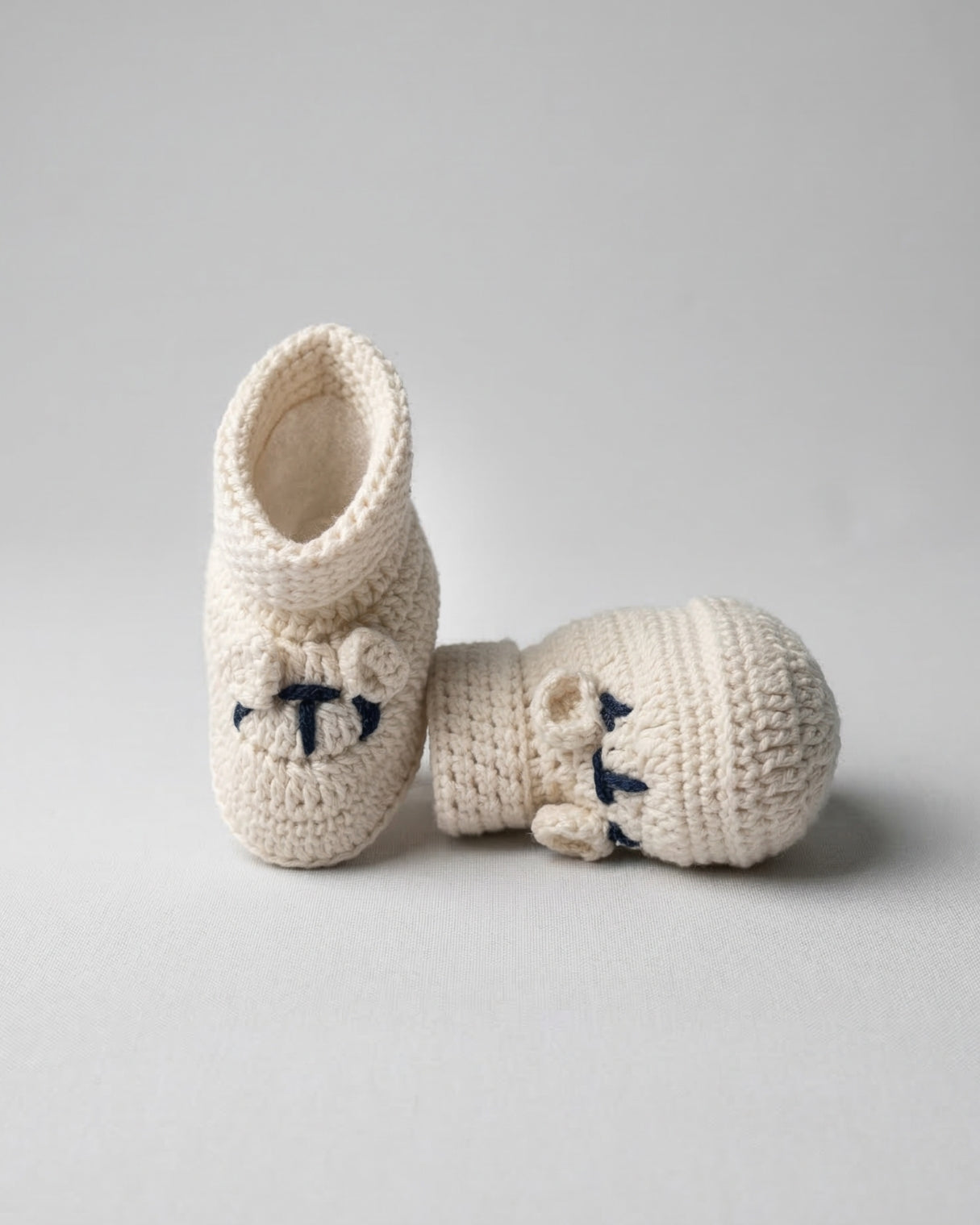 Off White Kids Puppy Design Handmade Organic Cotton Booties