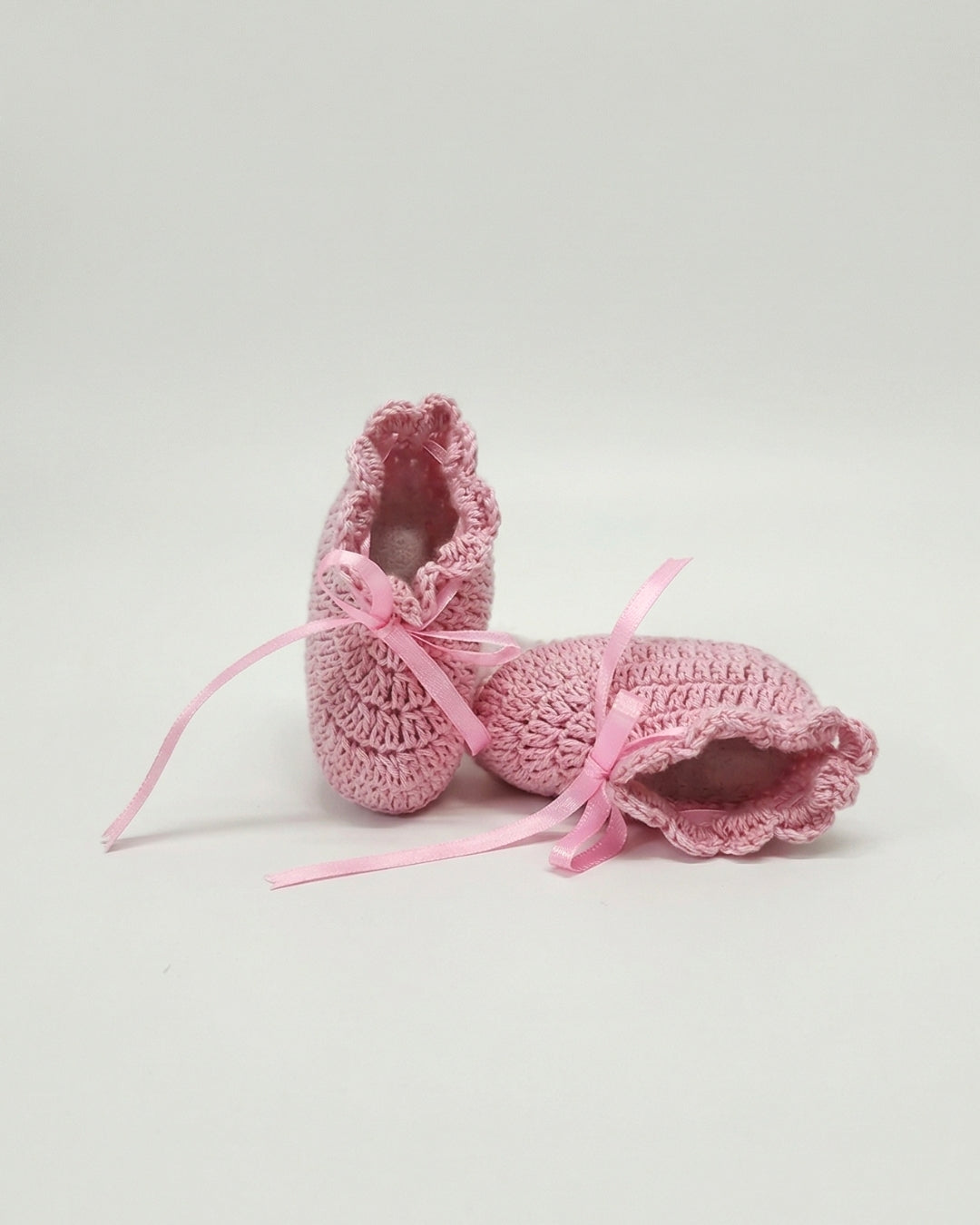 Pink Bow Design Handmade Organic Cotton Booties for Girls