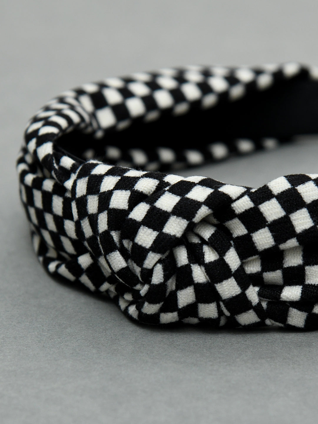 Black & White Free Size Checked Hair Band