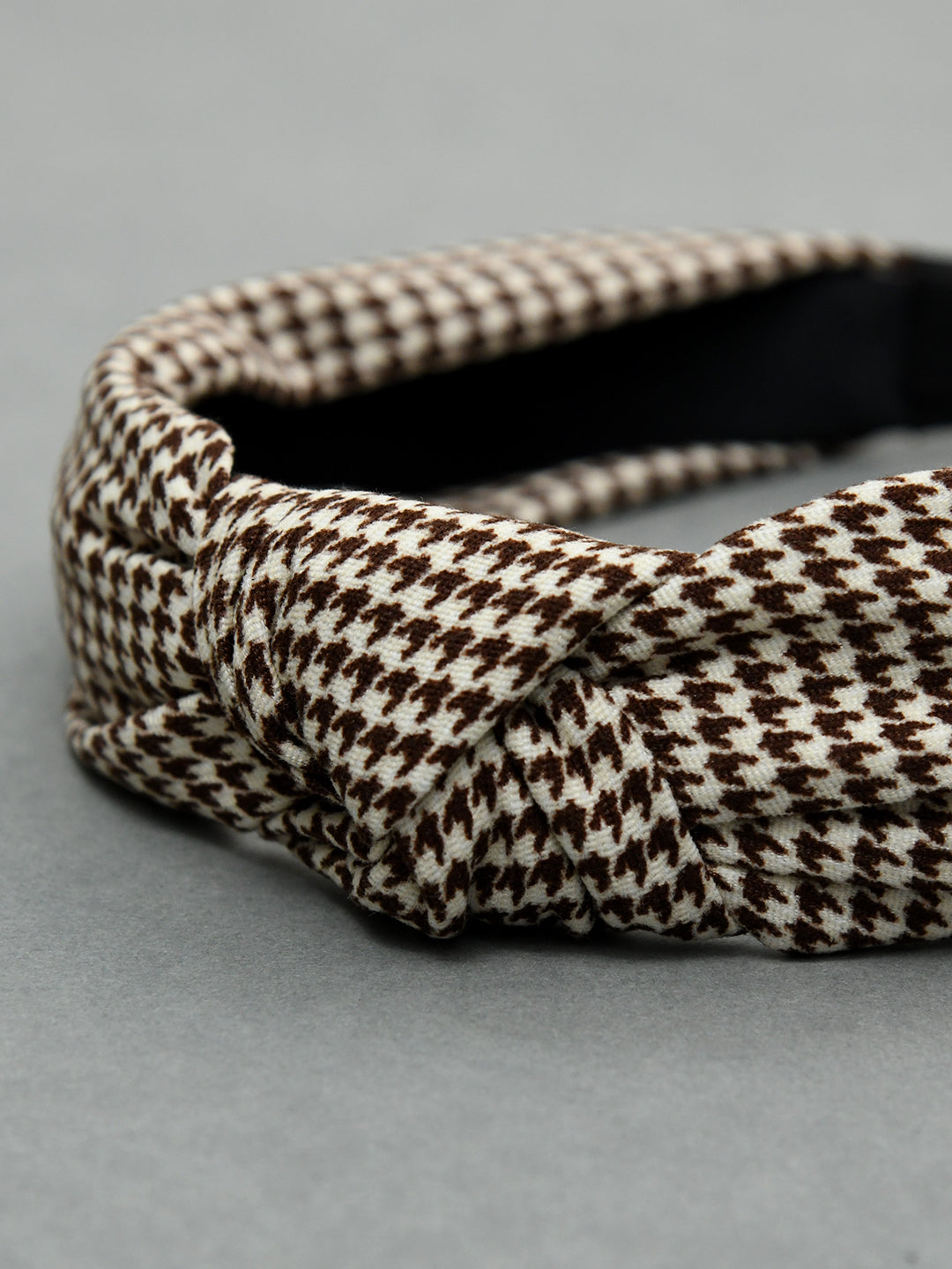 Brown Free Size Checked Hair Band