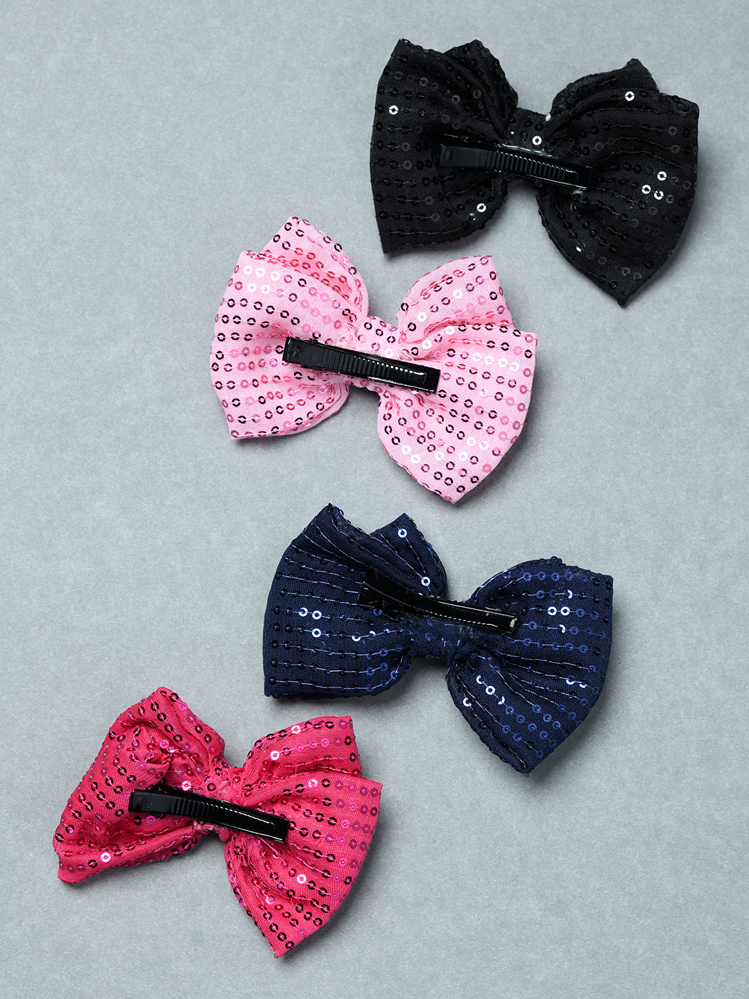Pack of 4 Sparkling Sequin Bow Hair Clip with Pearl