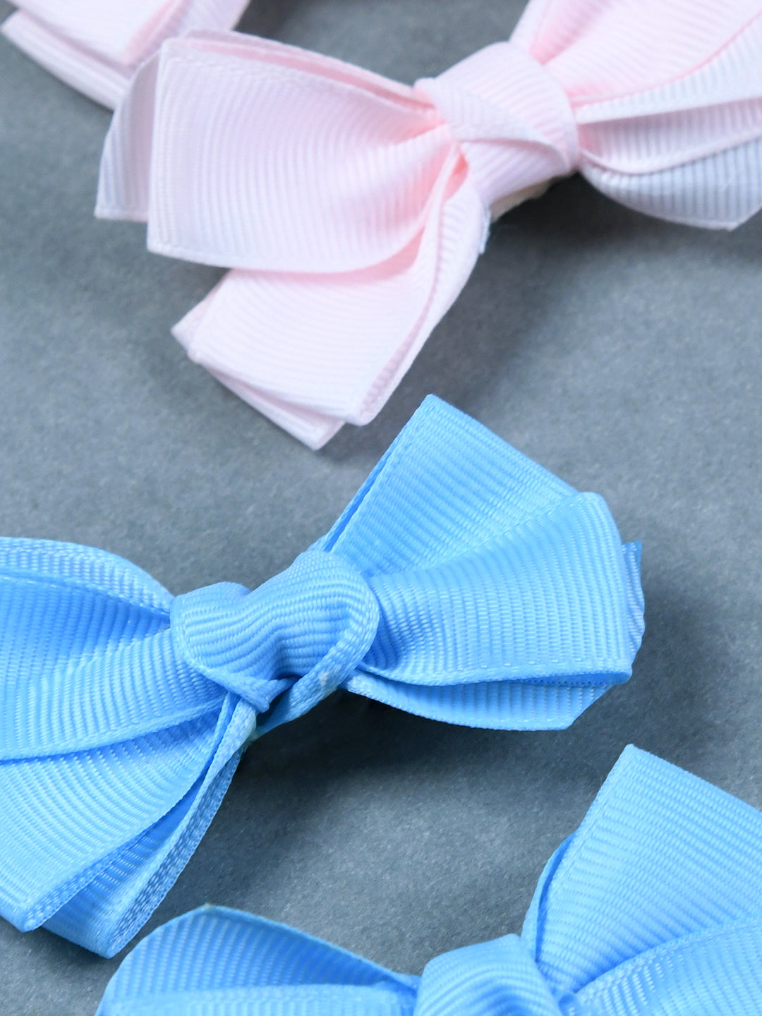Pack Of 4 Solid Hair Bow Clips - Blue, Pink