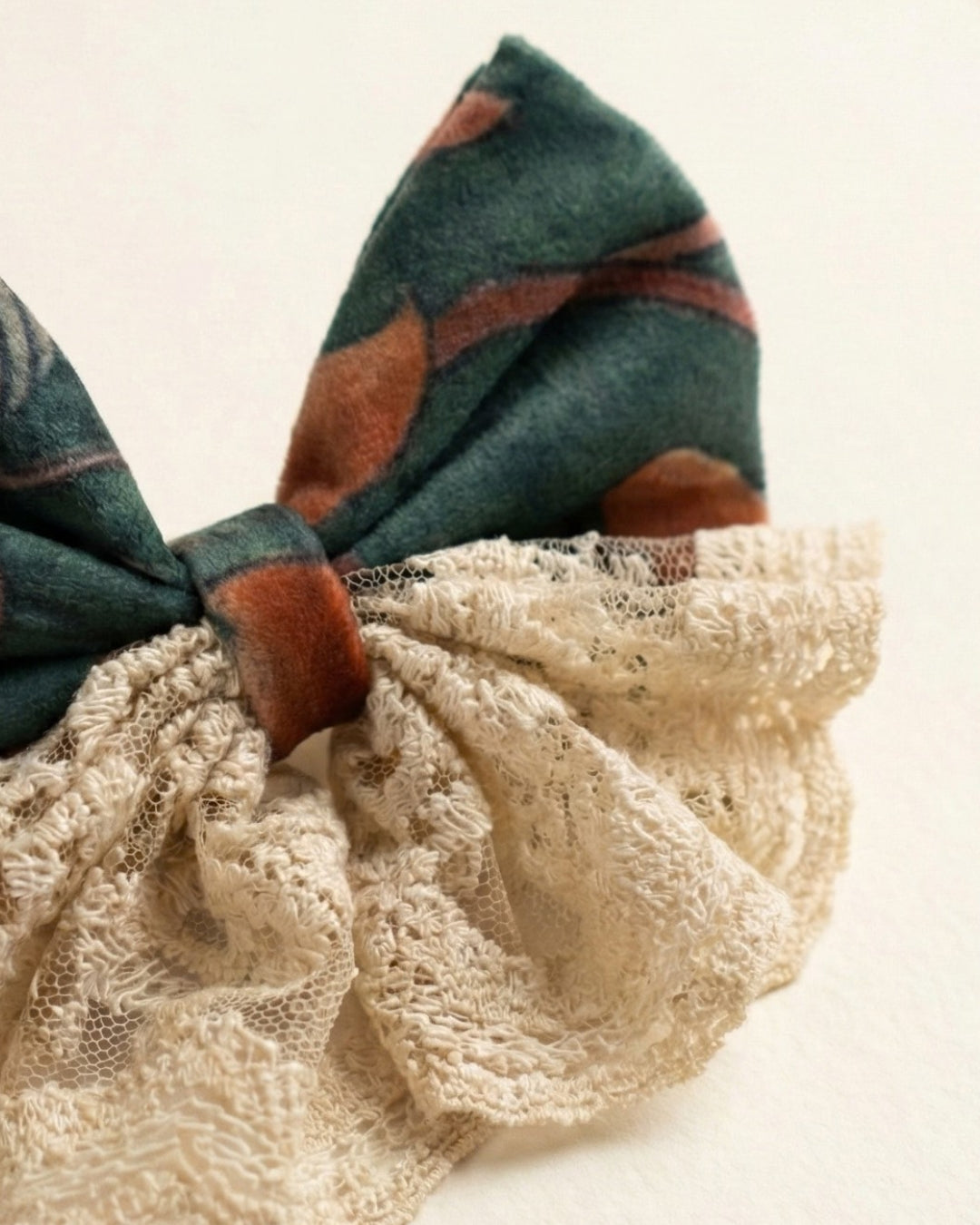 Multicolor Velvet & Lace Bow Alligator Hairclip
