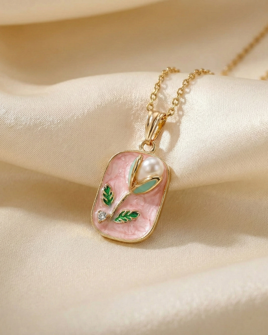 Flower Embellishment Pendant With Chain