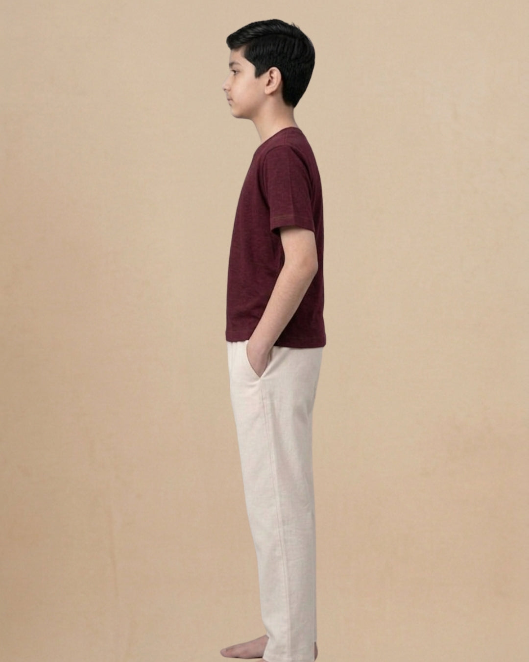 Marron Premium Cotton Typographic Printed T-Shirt with Off-White Pyjama for Boys