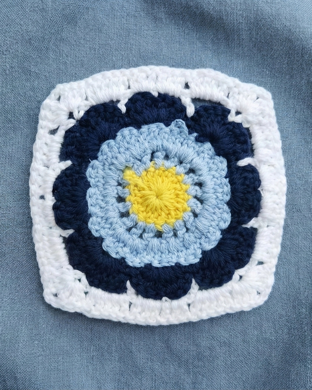 Crochet Flower Applique Premium Cotton Full Sleeves Blue Jogger Set for Girls