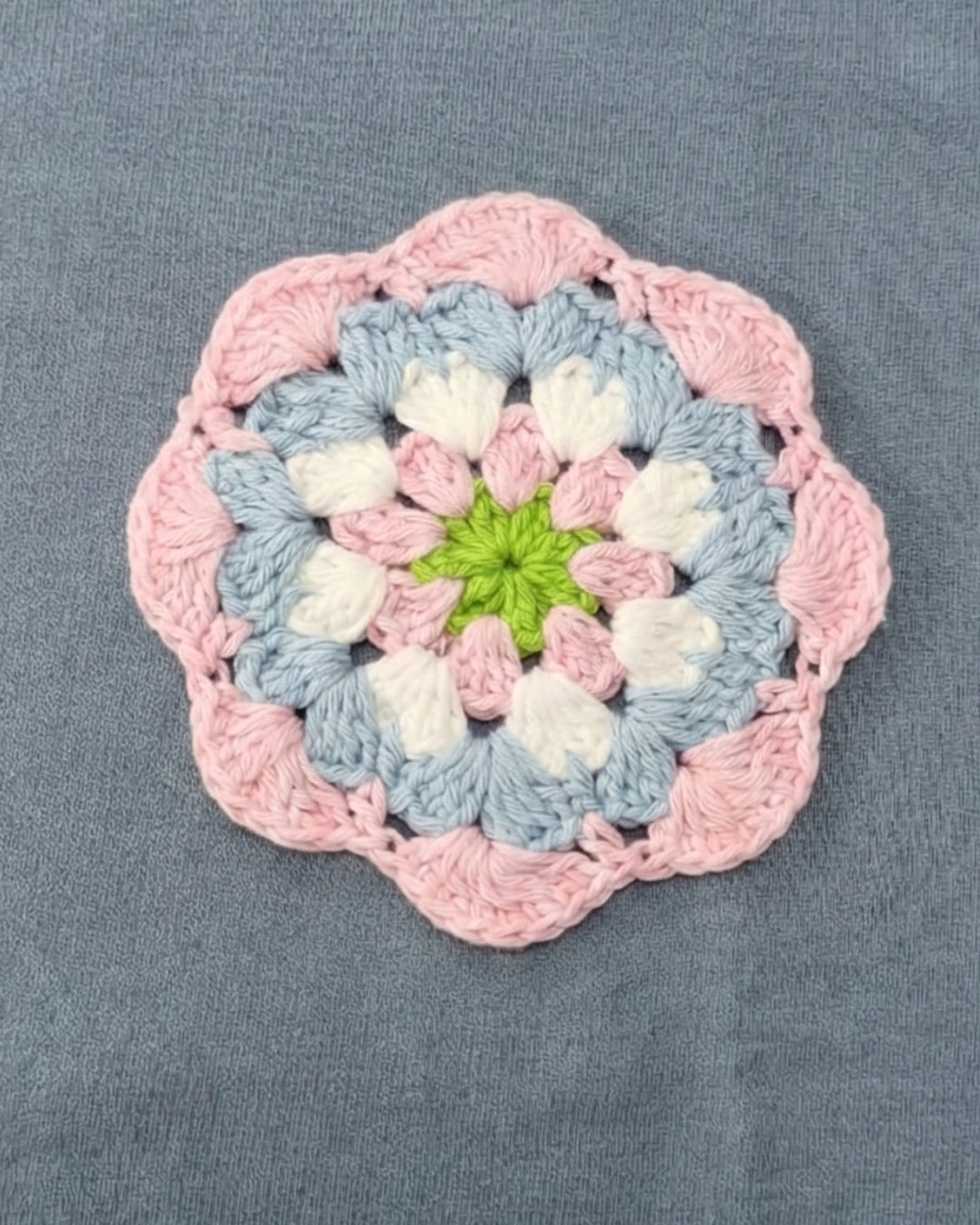 Blue Premium Cotton Full Sleeves Jogger Set for Girls with Crochet Flower Applique