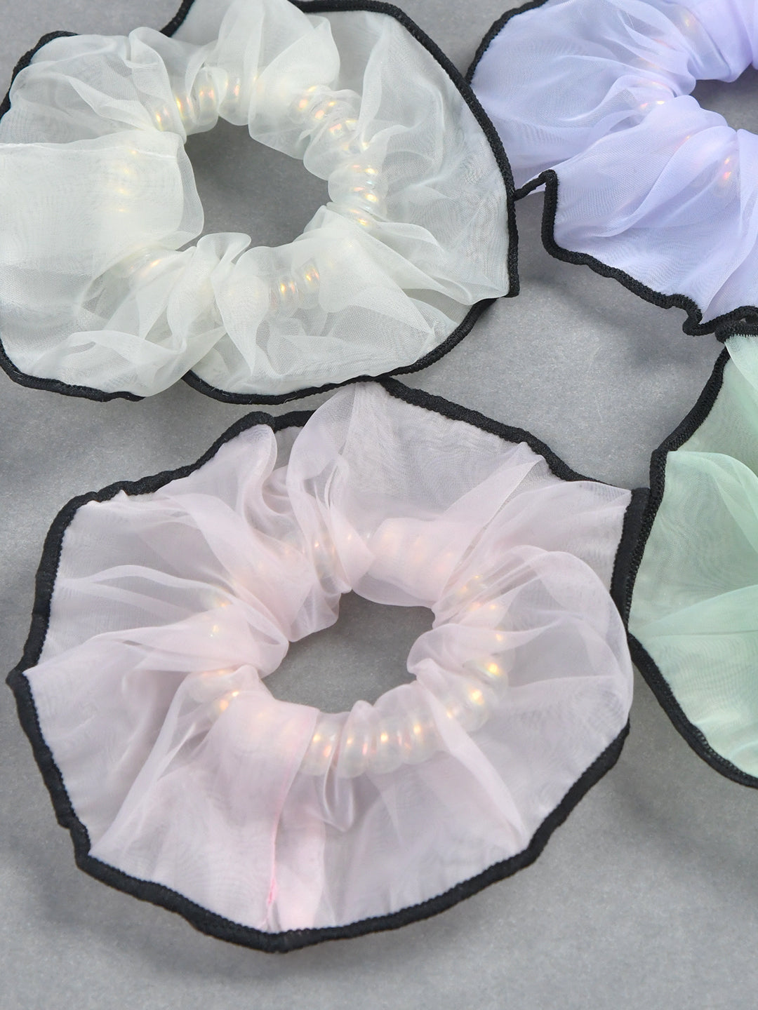 Pack of 4 Pastel Organza Hair Scrunchies for Girls