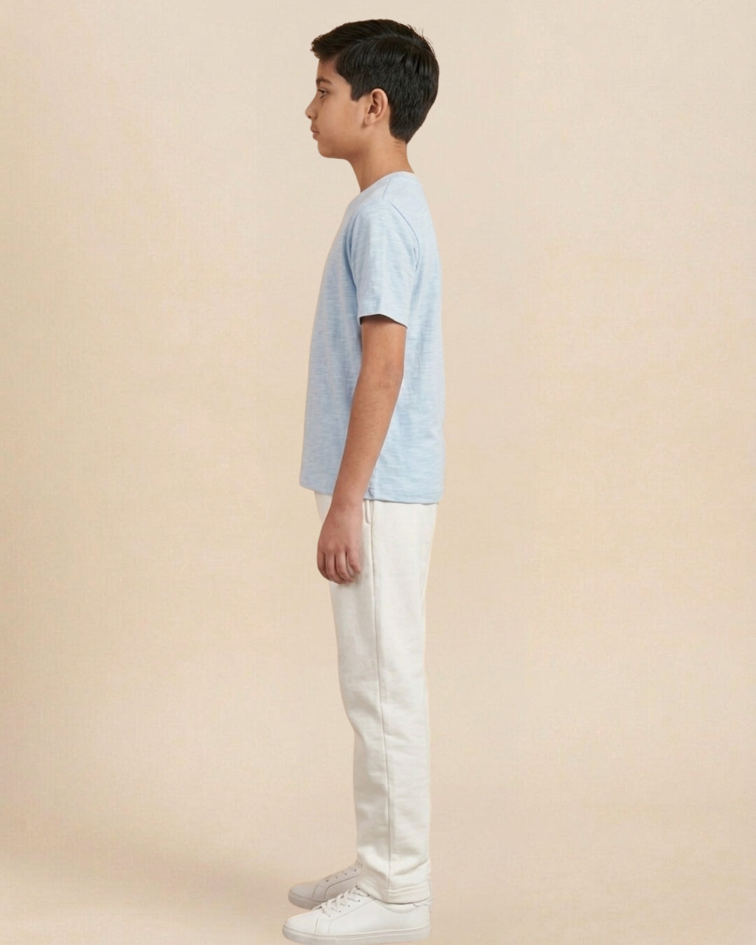 Sky Blue Premium Cotton Typographic Printed T-Shirt with Off-White Pyjama for Boys
