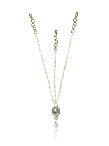 Golden Kundan Maang Tikka for Girls