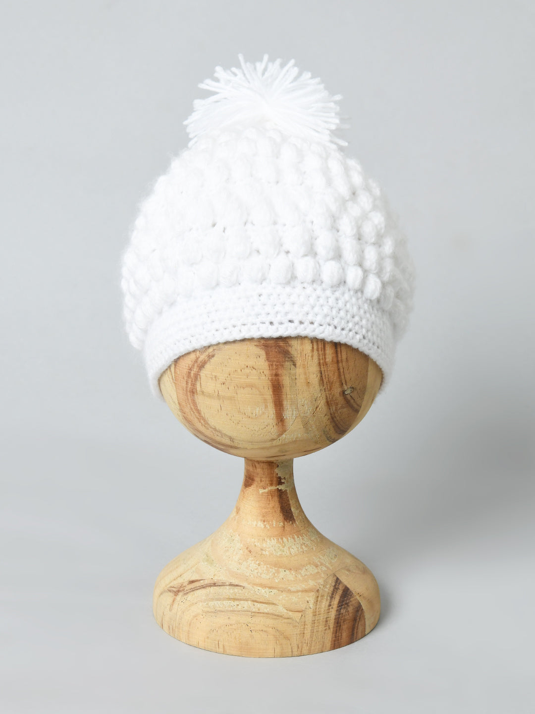 White Handmade Woollen Pom Pom Cap for kids – FunKrafts Shop