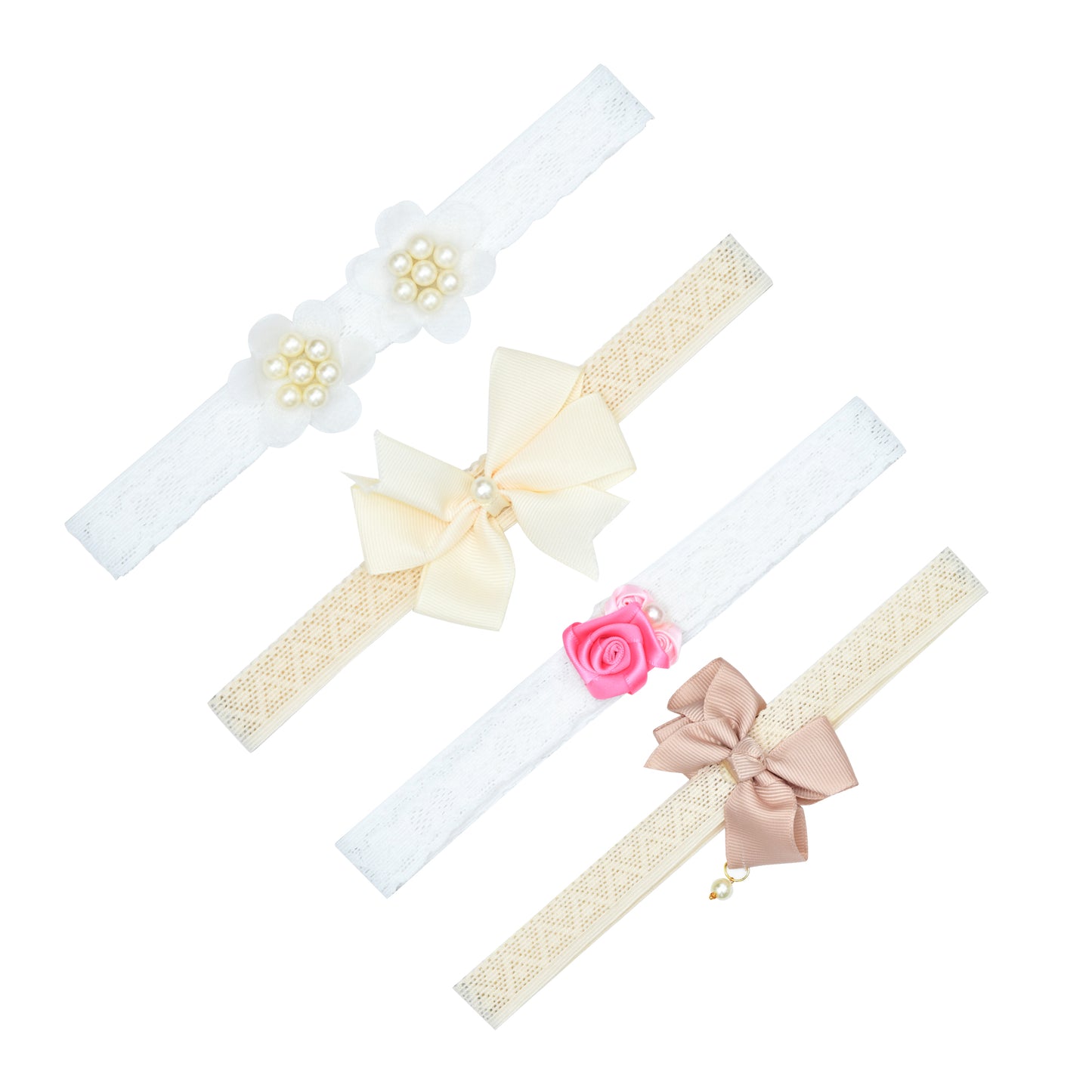 Pack of 4 Multicolor Bow Cute Headbands for Baby Girl
