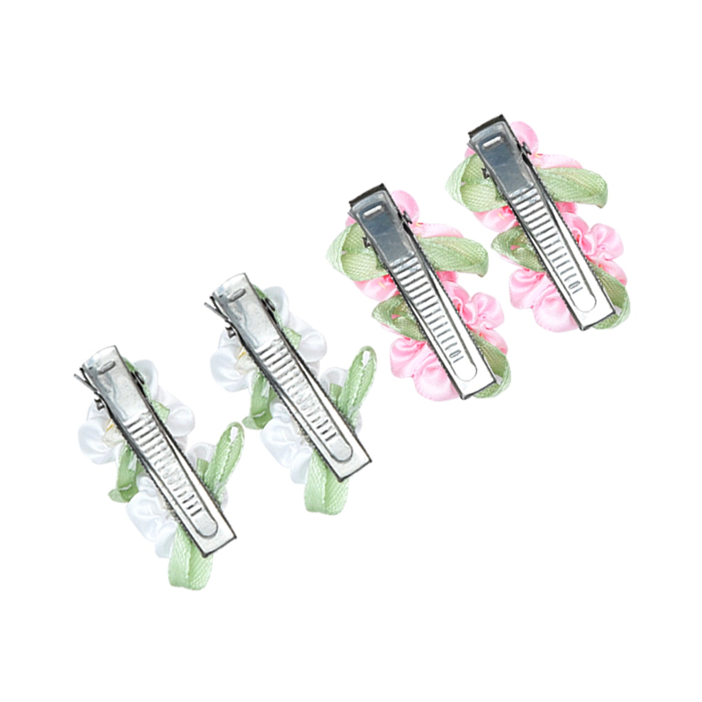 Set of 4 Multicolor Flower Hair Clips for Girls