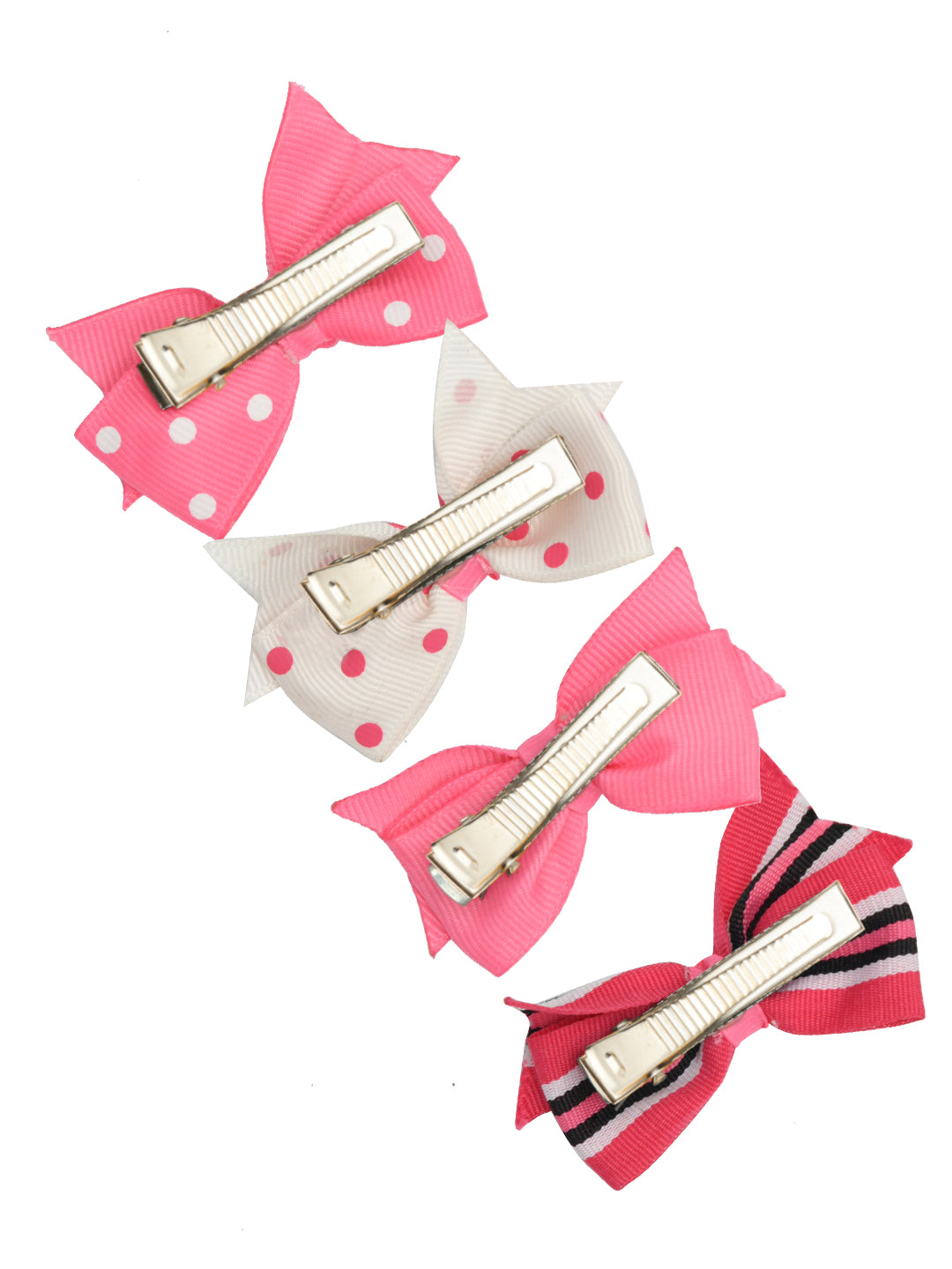 Pack of 4 Multicolor Beautiful Ribbon Hair Clips for Girls