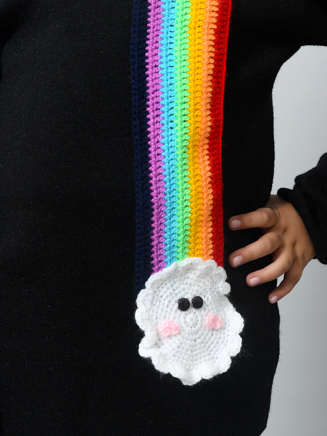 Multicolor Rainbow Handmade Woollen Muffler For Kids