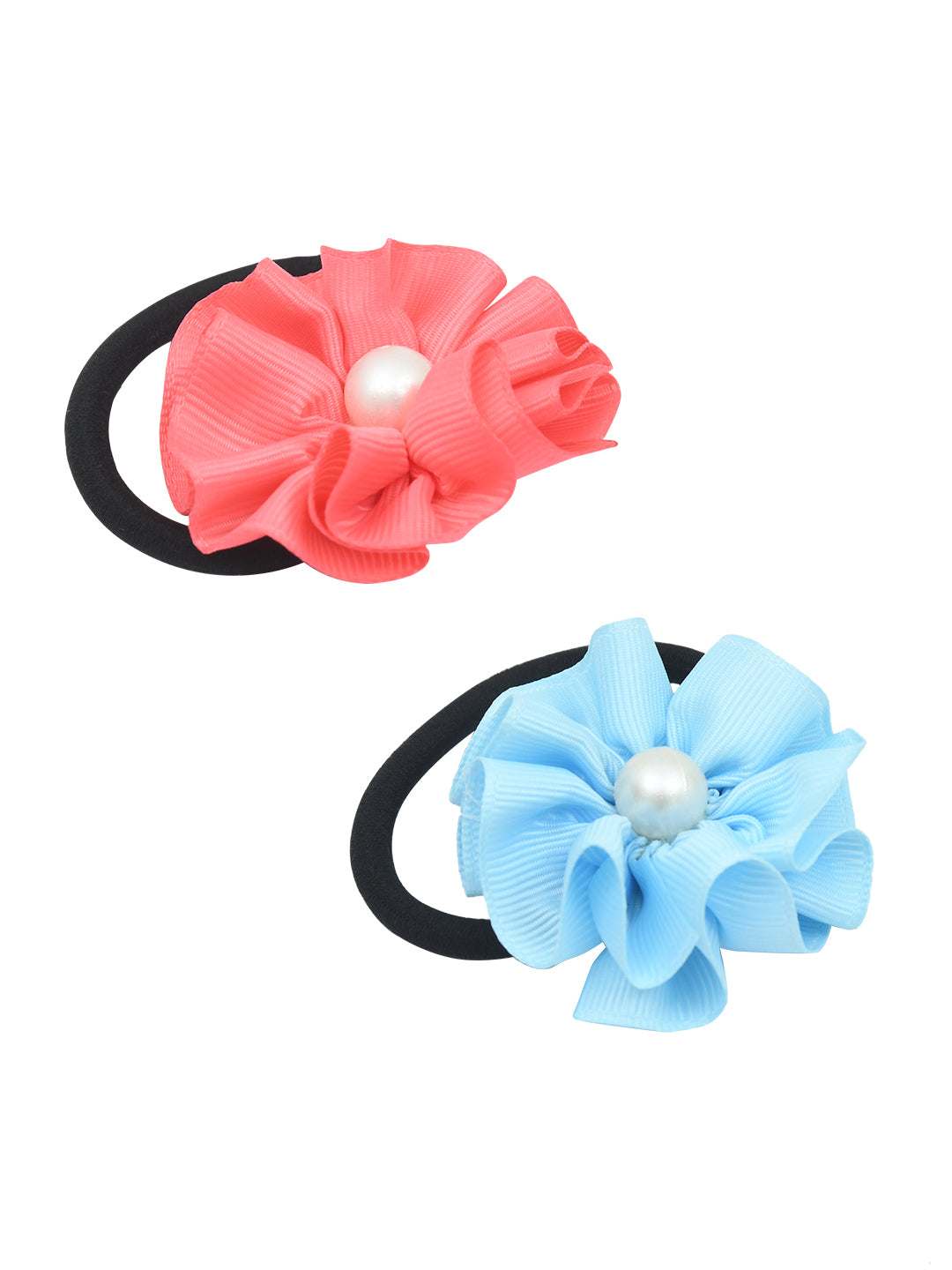 Set of 2 Multicolor Floral Hair Ties for Girls