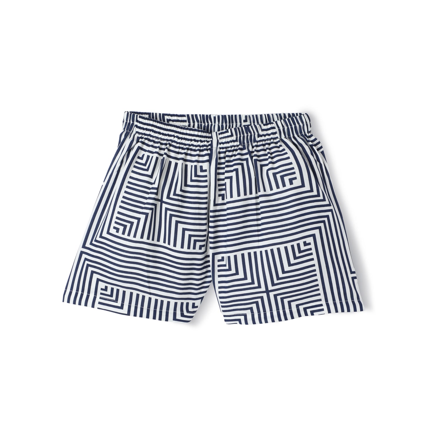 Pack of 2 - Premium Cotton Half Sleeves Printed Collar Style T-Shirt & Shorts Set for Girls - Navy Blue & Multicolor