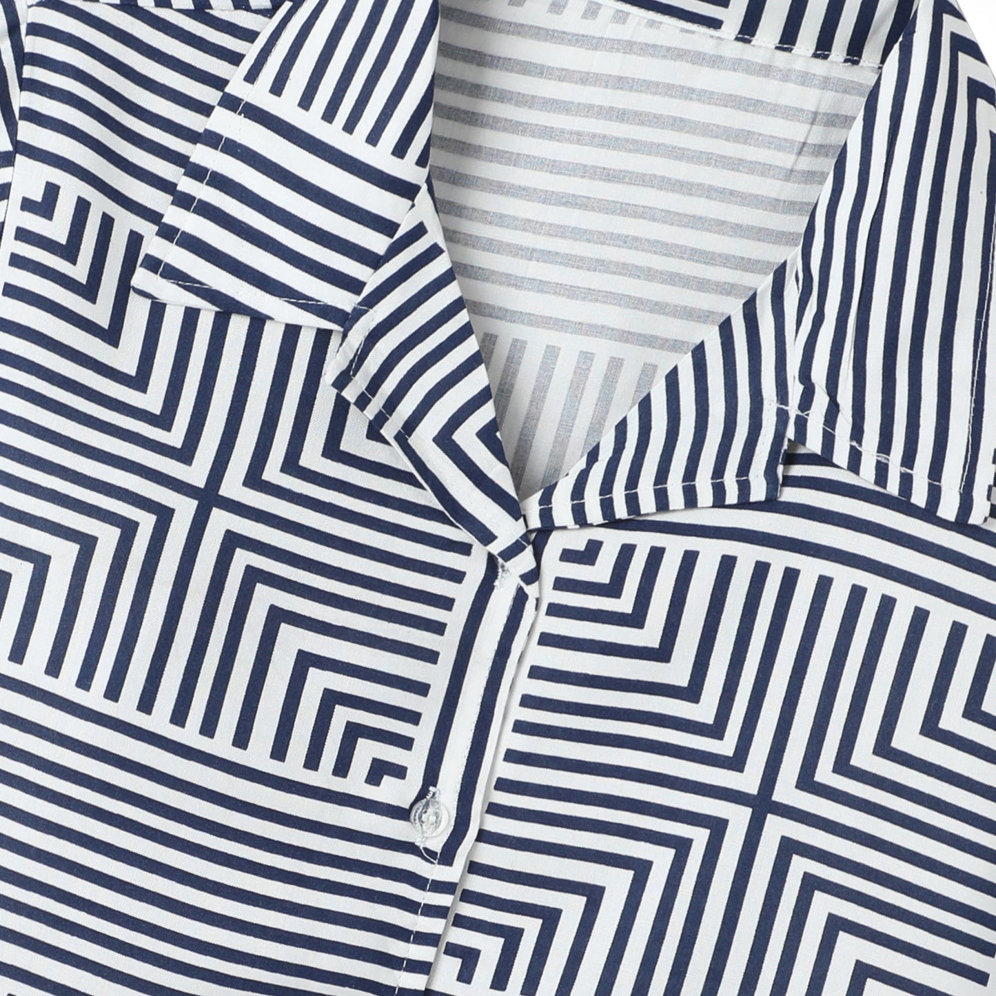 Pack of 2 - Premium Cotton Half Sleeves Printed Collar Style T-Shirt & Shorts Set for Girls - Navy Blue & Multicolor