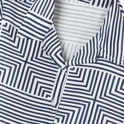 Pack of 2 - Premium Cotton Half Sleeves Printed Collar Style T-Shirt & Shorts Set for Girls - Navy Blue & Multicolor