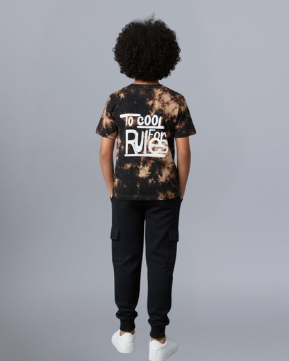 Brown Tie & Dye Printed Premium Cotton T-Shirt & Jogger Set for Boys