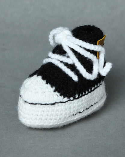 Black & White Handmade Woollen Sneakers for Kids