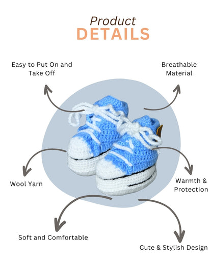 Sky Blue Handmade Woollen Sneakers for Kids