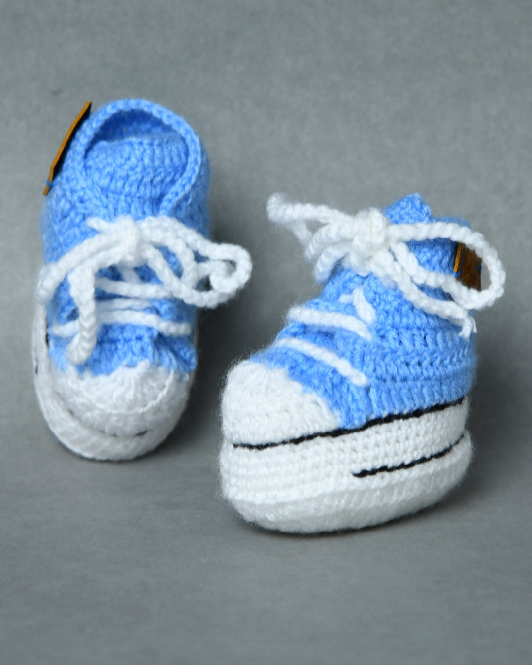 Sky Blue Handmade Woollen Sneakers for Kids