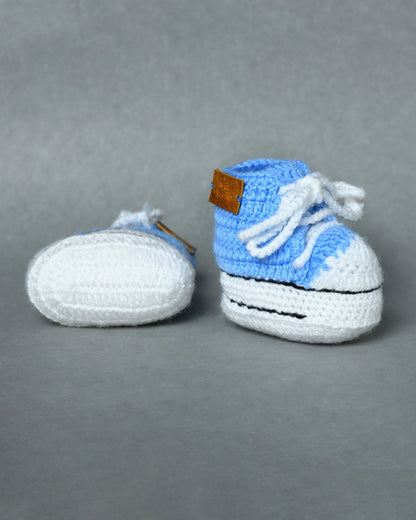 Sky Blue Handmade Woollen Sneakers for Kids